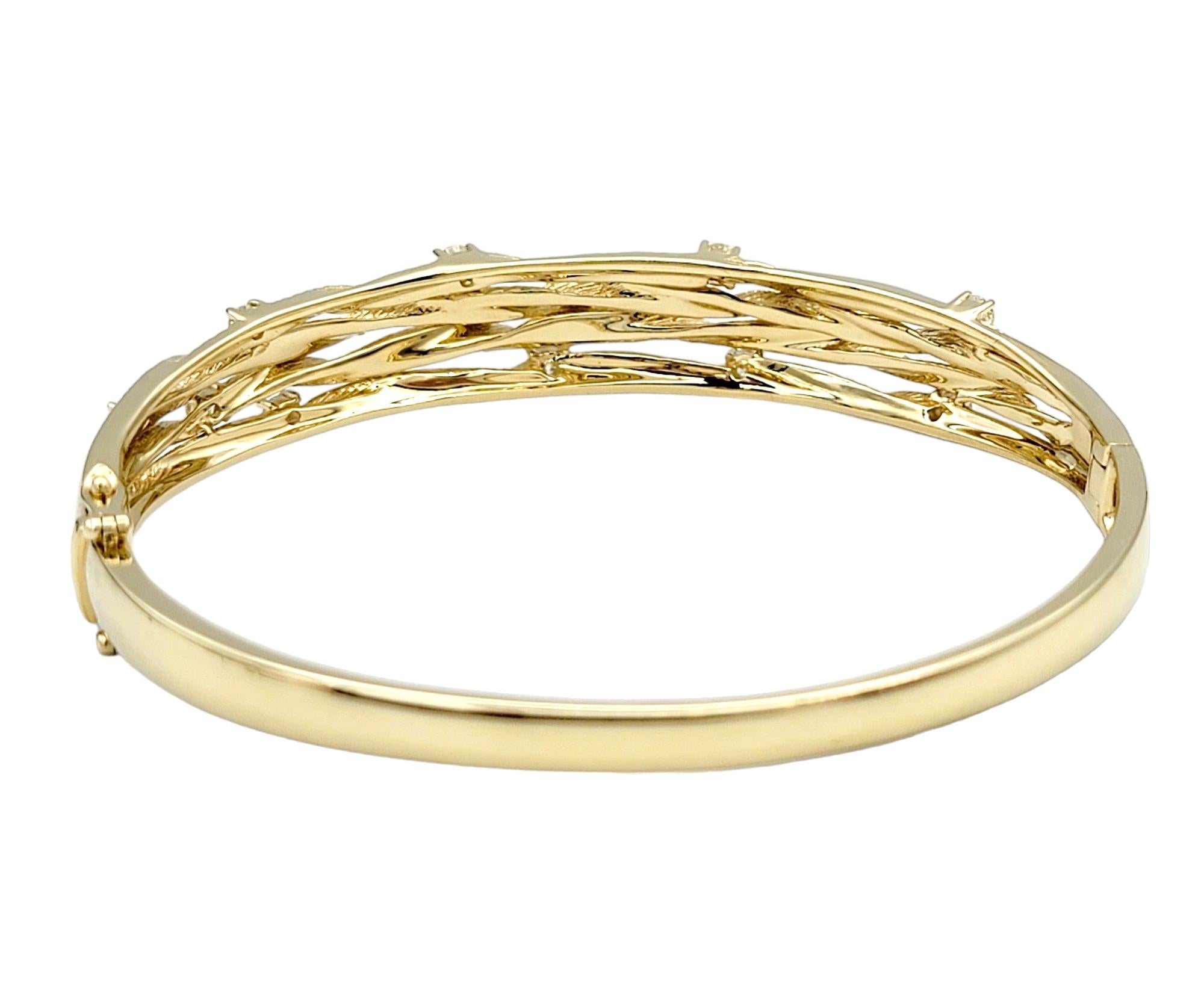 Round Cut Effy D'oro Diamond Twisted Rope Design Bangle Bracelet in 14 Karat Yellow Gold