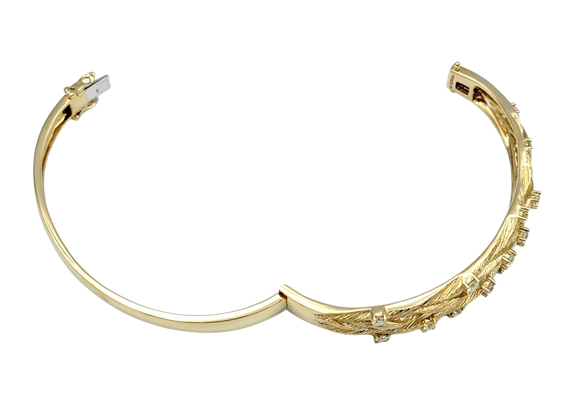 Effy D'oro Diamond Twisted Rope Design Bangle Bracelet in 14 Karat Yellow Gold In Good Condition In Scottsdale, AZ