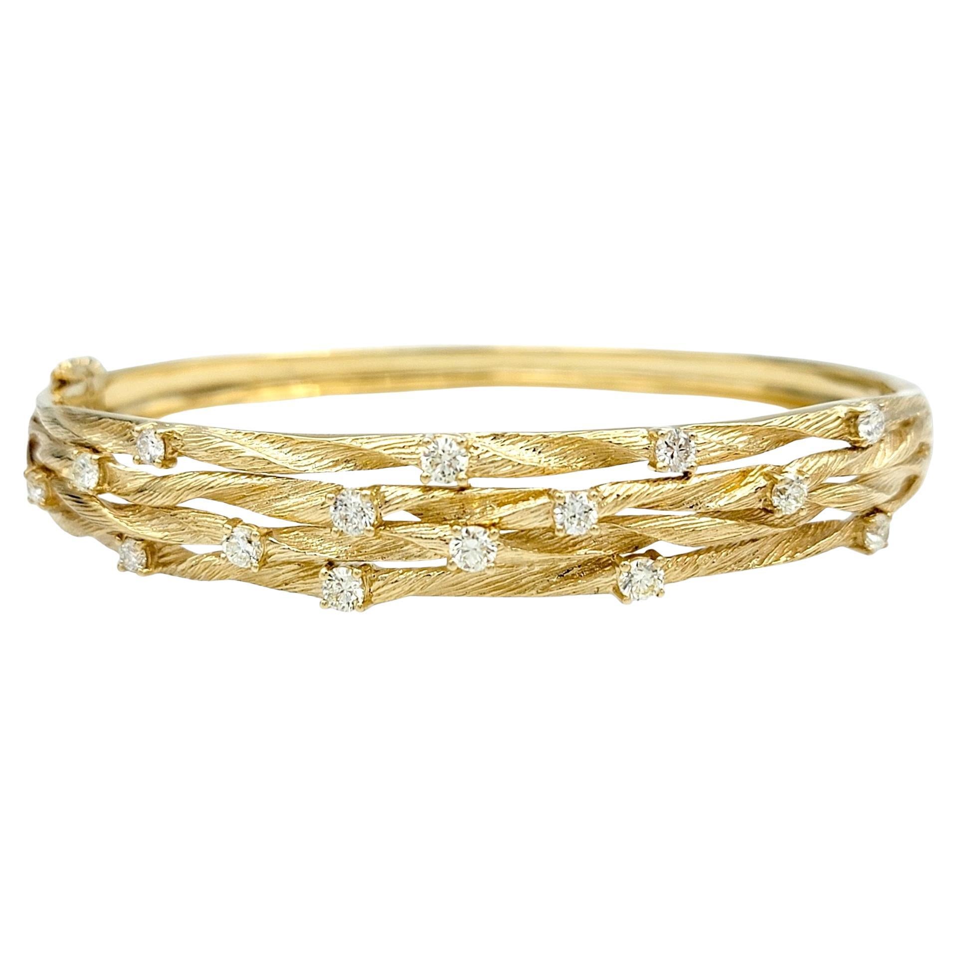 Effy D'oro Diamond Twisted Rope Design Bangle Bracelet in 14 Karat Yellow Gold