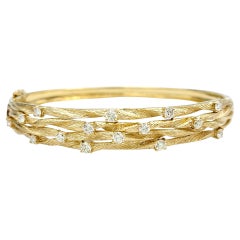 Effy D'oro Diamond Twisted Rope Design Bangle Bracelet in 14 Karat Yellow Gold