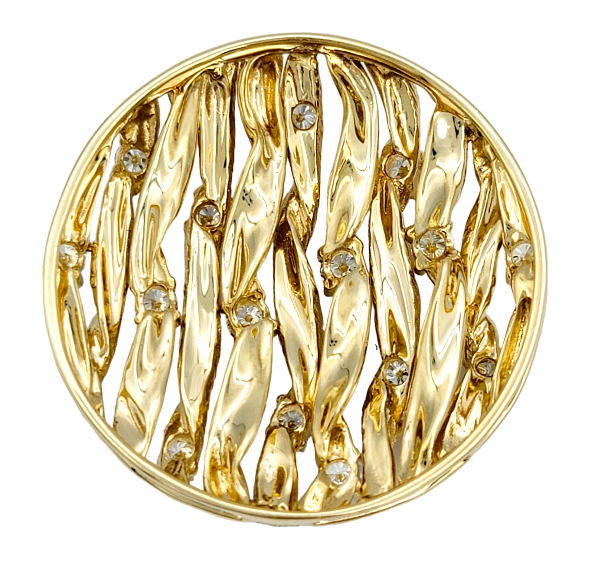 Contemporary Effy D'Oro Twisted Rope Circle Pendant with Diamonds Set in 14 Karat Yellow Gold For Sale