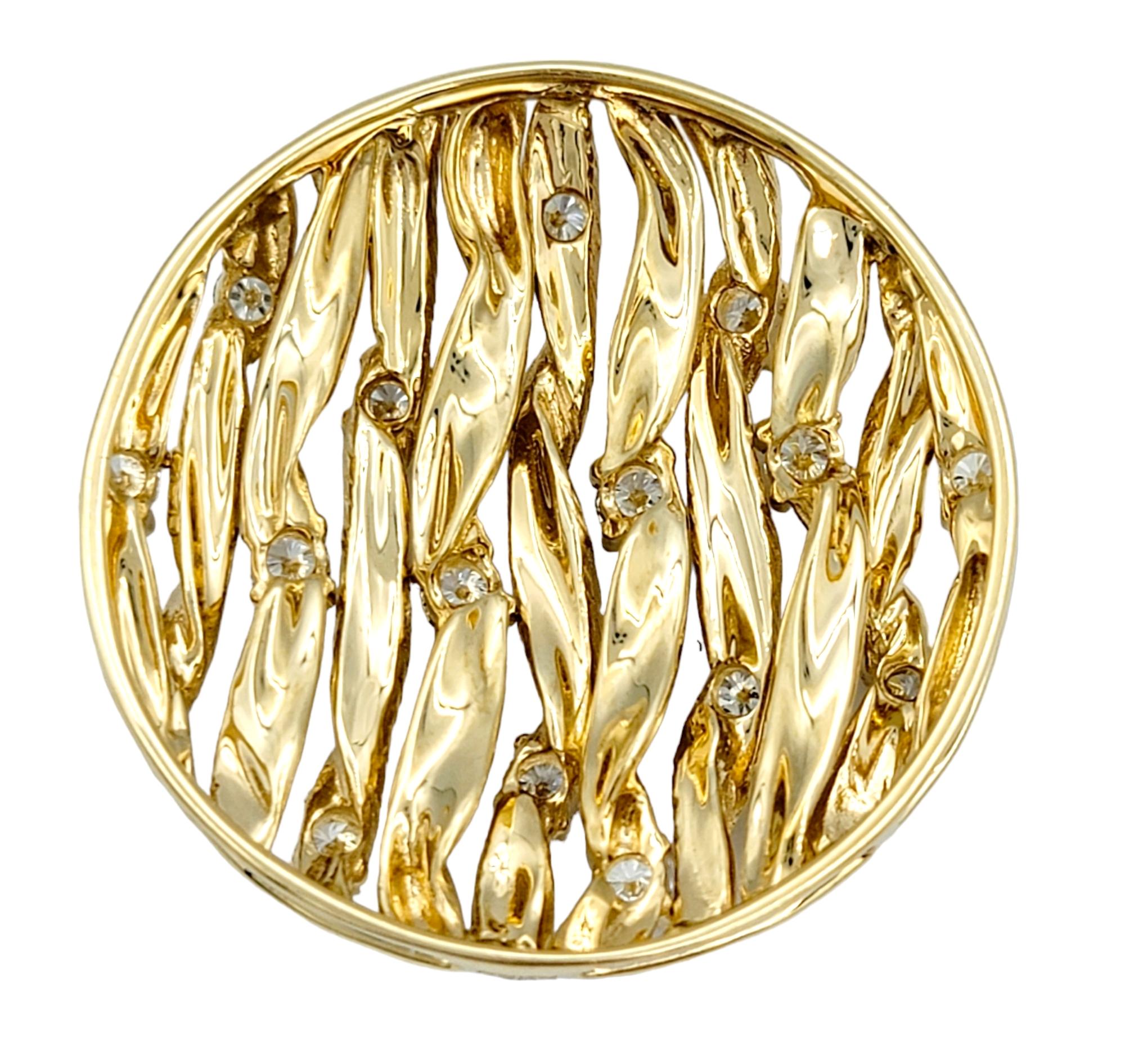 Contemporain Effy D'Oro - Pendentif cercle en corde torsadée serti de diamants en or jaune 14 carats en vente