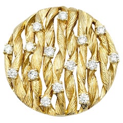 Effy D'Oro - Pendentif cercle en corde torsadée serti de diamants en or jaune 14 carats