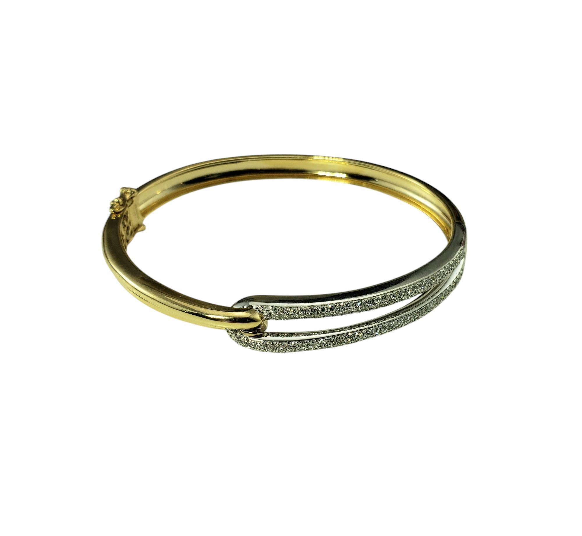 Effy Duo 14K Yellow and White Gold Diamond Bangle Bracelet-

This stunning 14K gold two-tone oval bangle bracelet blends modern elegance with timeless appeal. Adorned with 123 round single cut diamonds in an intertwined bangle design. 

Width: 6