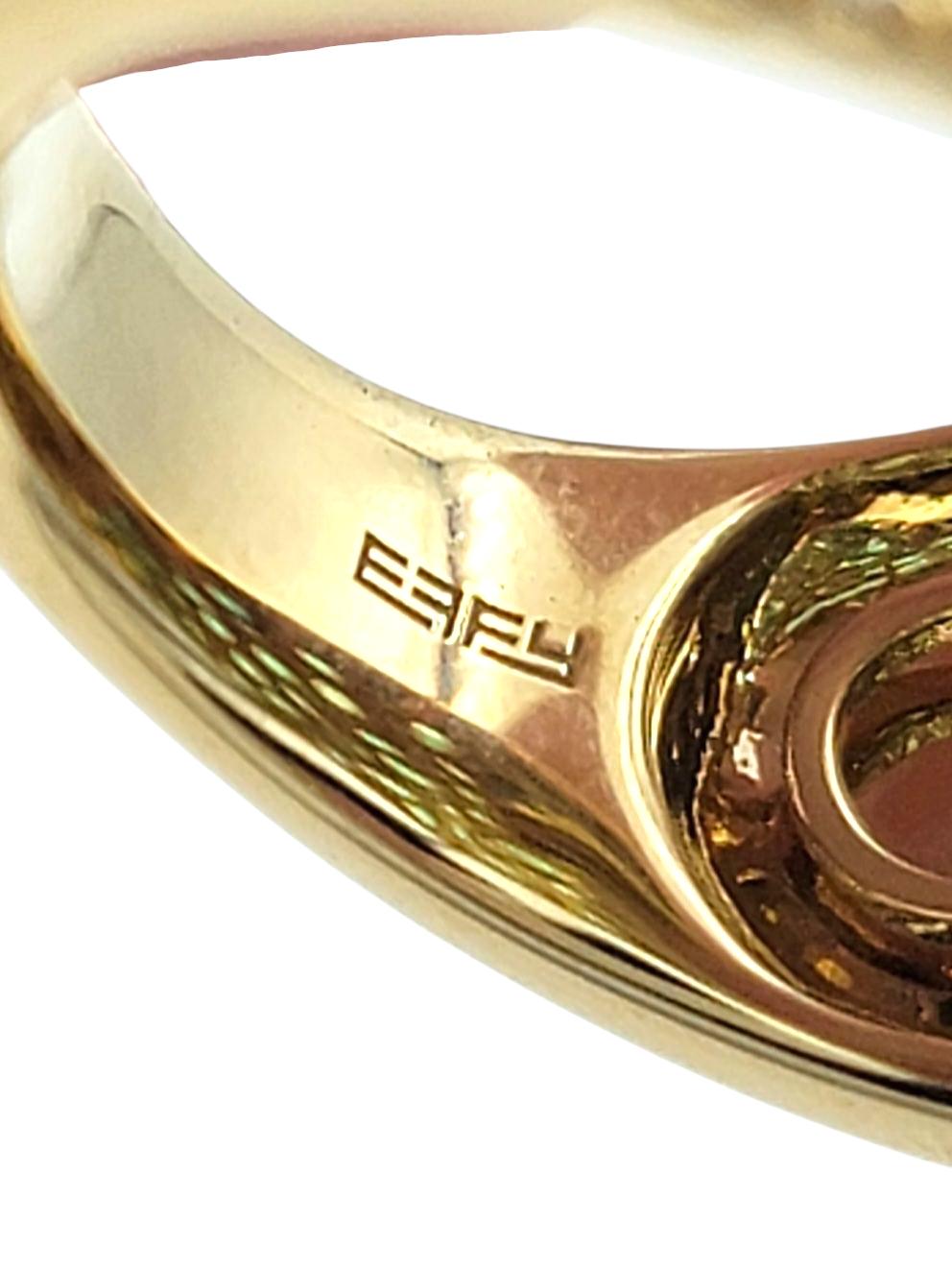 Effy Emerald and Diamond Checkerboard Motif Wide Band Ring 14 Karat Yellow Gold (bague à large bande en or jaune 14 carats) en vente 1