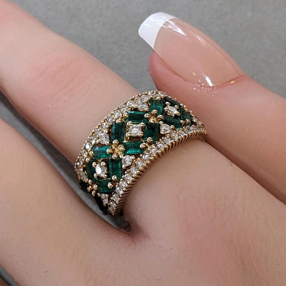EFFY Emerald and Diamond Set - Necklace, Bracelet, and Ring in 14k Yellow Gold 5