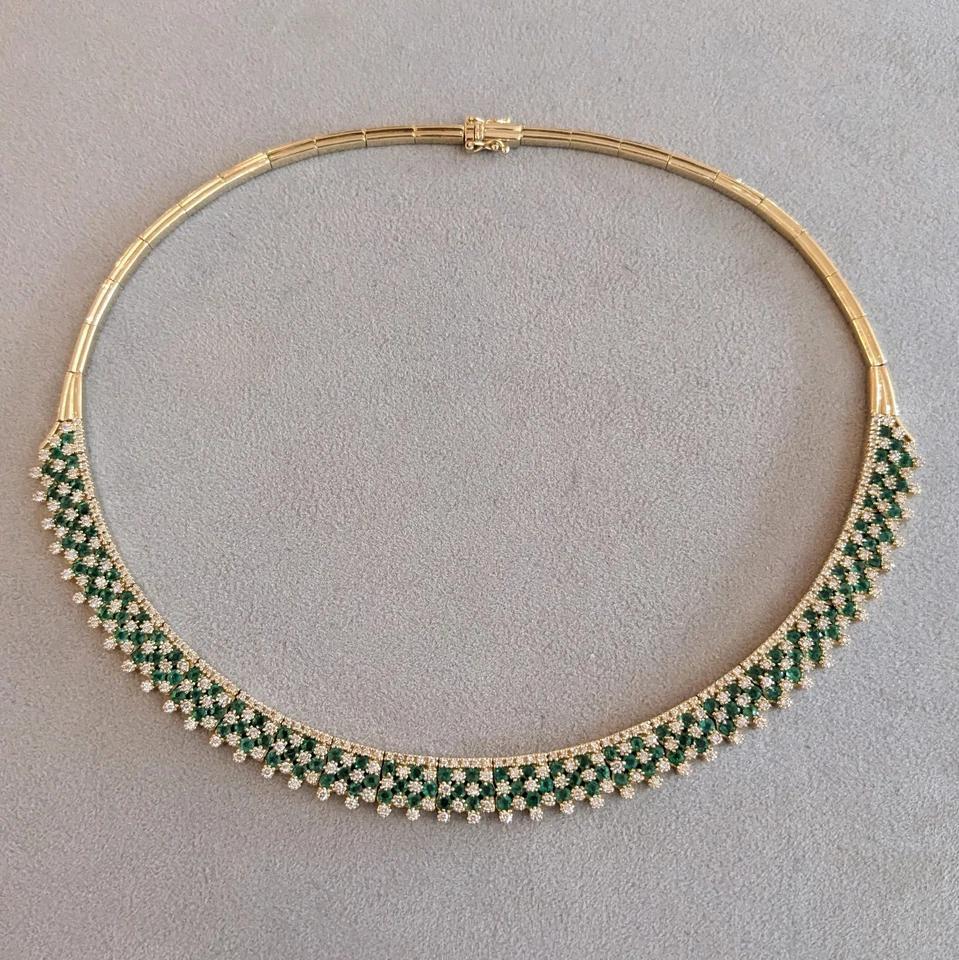EFFY Emerald and Diamond Set - Necklace, Bracelet, and Ring in 14k Yellow Gold In Excellent Condition In La Jolla, CA