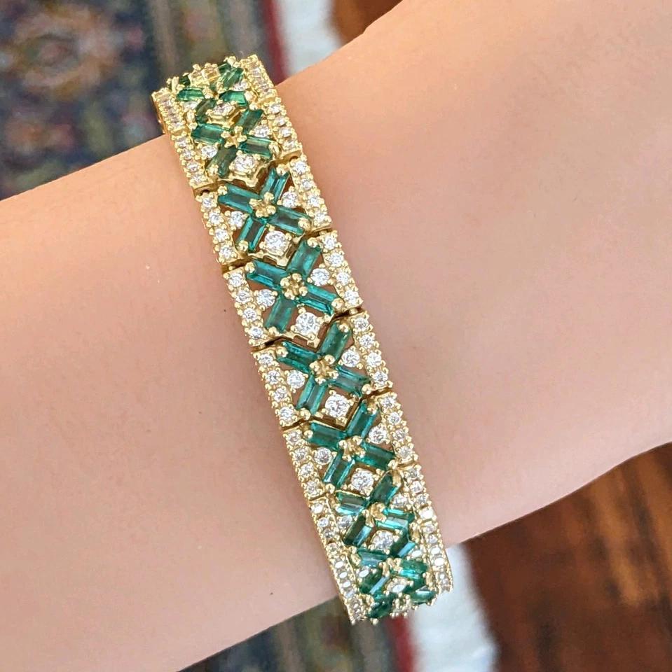 EFFY Emerald and Diamond Set - Necklace, Bracelet, and Ring in 14k Yellow Gold 2