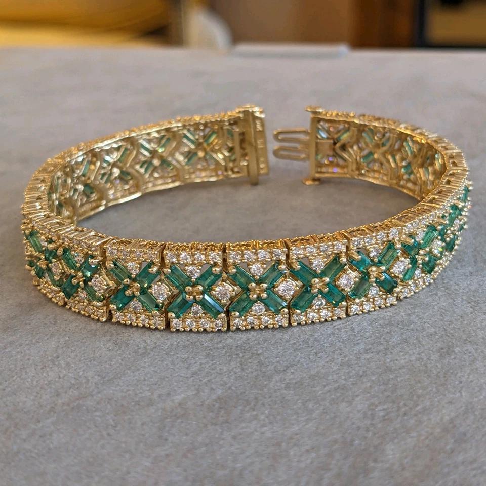 EFFY Emerald and Diamond Set - Necklace, Bracelet, and Ring in 14k Yellow Gold 3