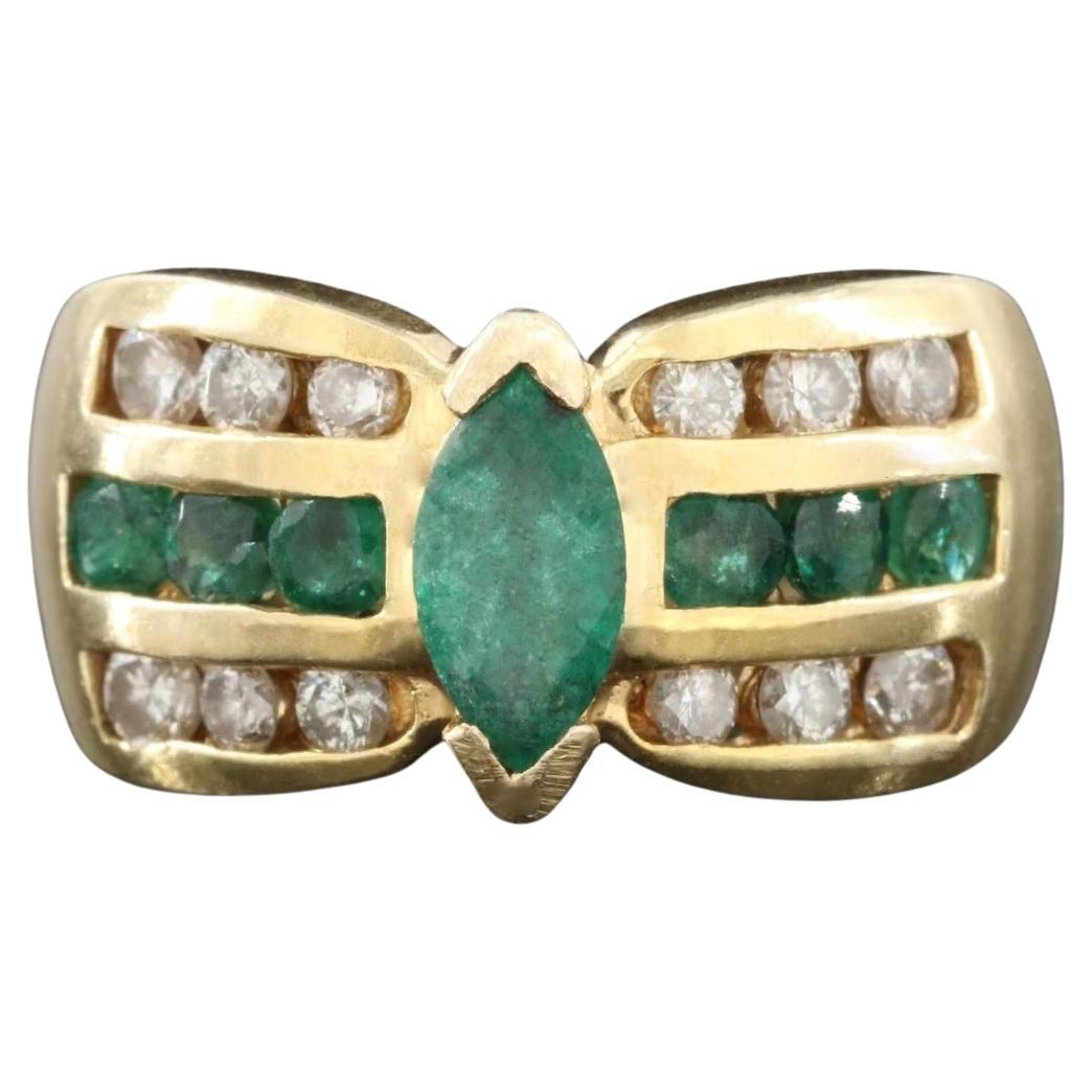 EFFY Emerald & Diamond Ring / 14K Gold For Sale