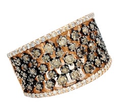 Effy Espresso Cognac and White Diamond Wide Cocktail Ring in 14 Karat Rose Gold