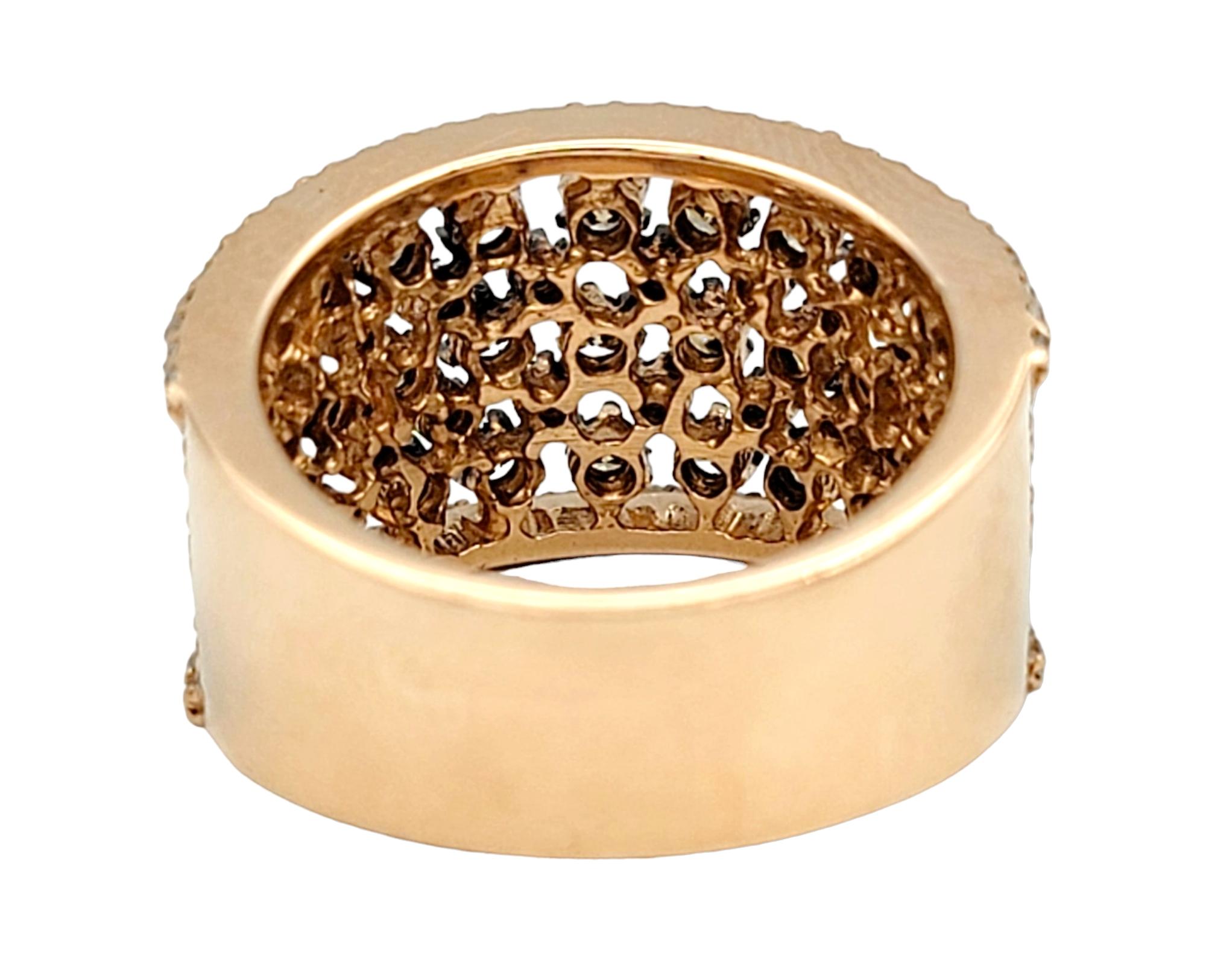 Women's Effy Espresso Cognac and White Diamond Wide Cocktail Ring in 14 Karat Rose Gold For Sale