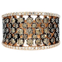 Effy Espresso Cognac and White Diamond Wide Cocktail Ring in 14 Karat Rose Gold
