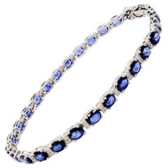 Effy Estate Blue Sapphire and White Diamond Bracelet in 14 Karat White Gold