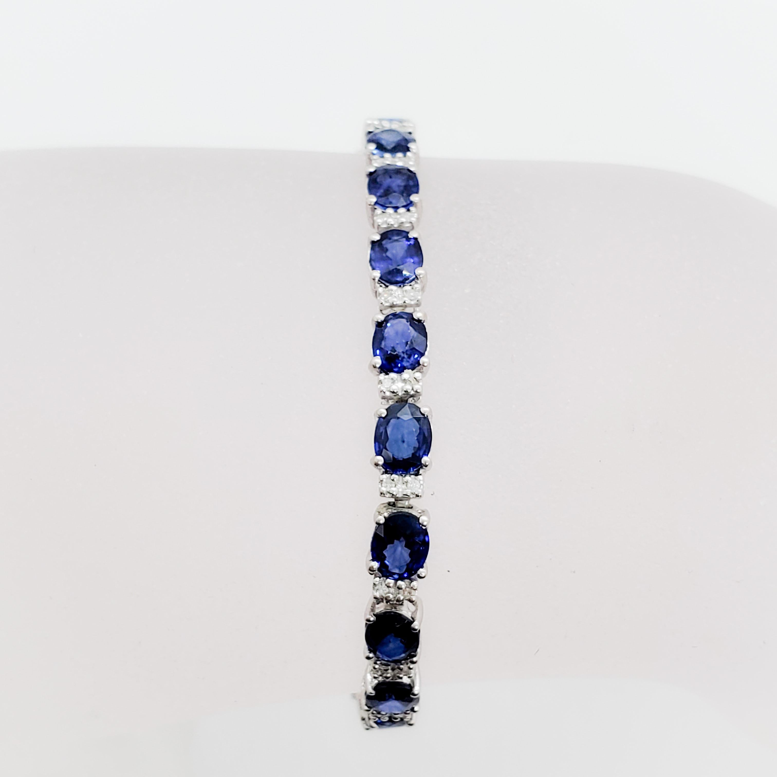Effy Estate Blue Sapphire and White Diamond Bracelet in 14 Karat White Gold 1
