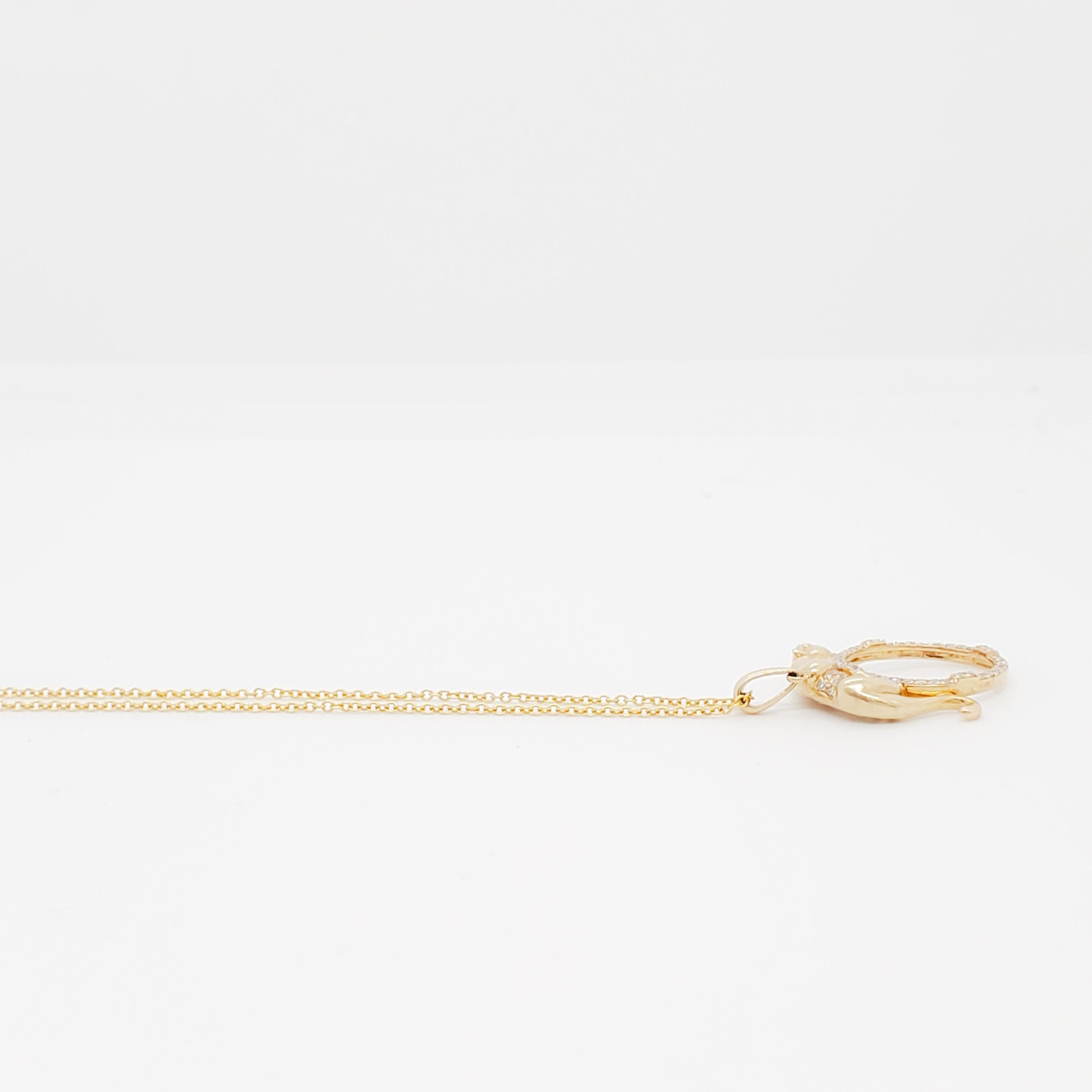 Women's or Men's Effy Estate Diamond and 14k Yellow Gold Panther Pendant Necklace