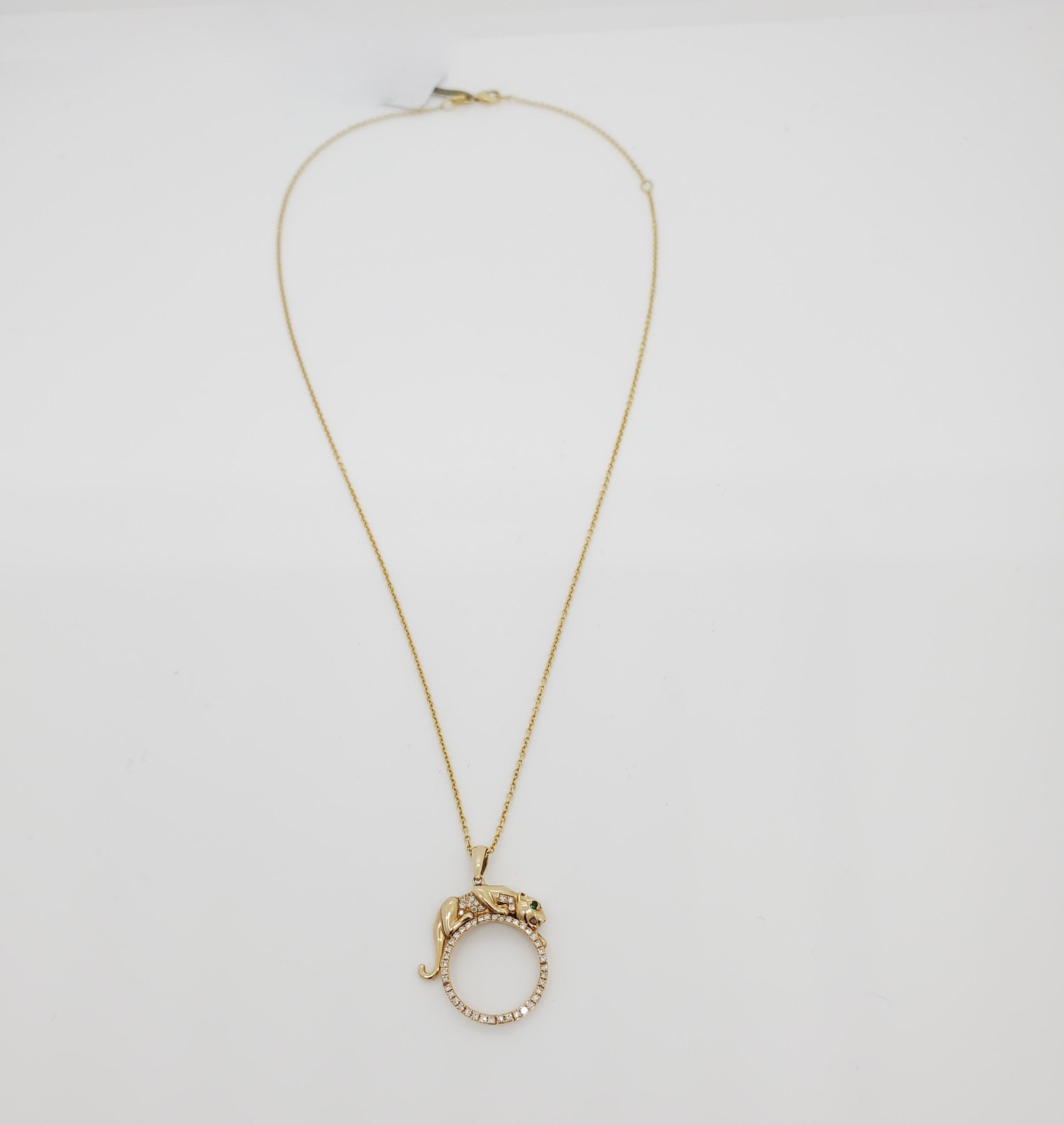 Effy Estate Diamond and 14k Yellow Gold Panther Pendant Necklace 1