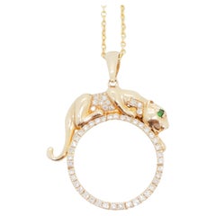 Halskette mit Panther-Anhänger aus 14 Karat Gelbgold mit Diamanten von Effy Estate