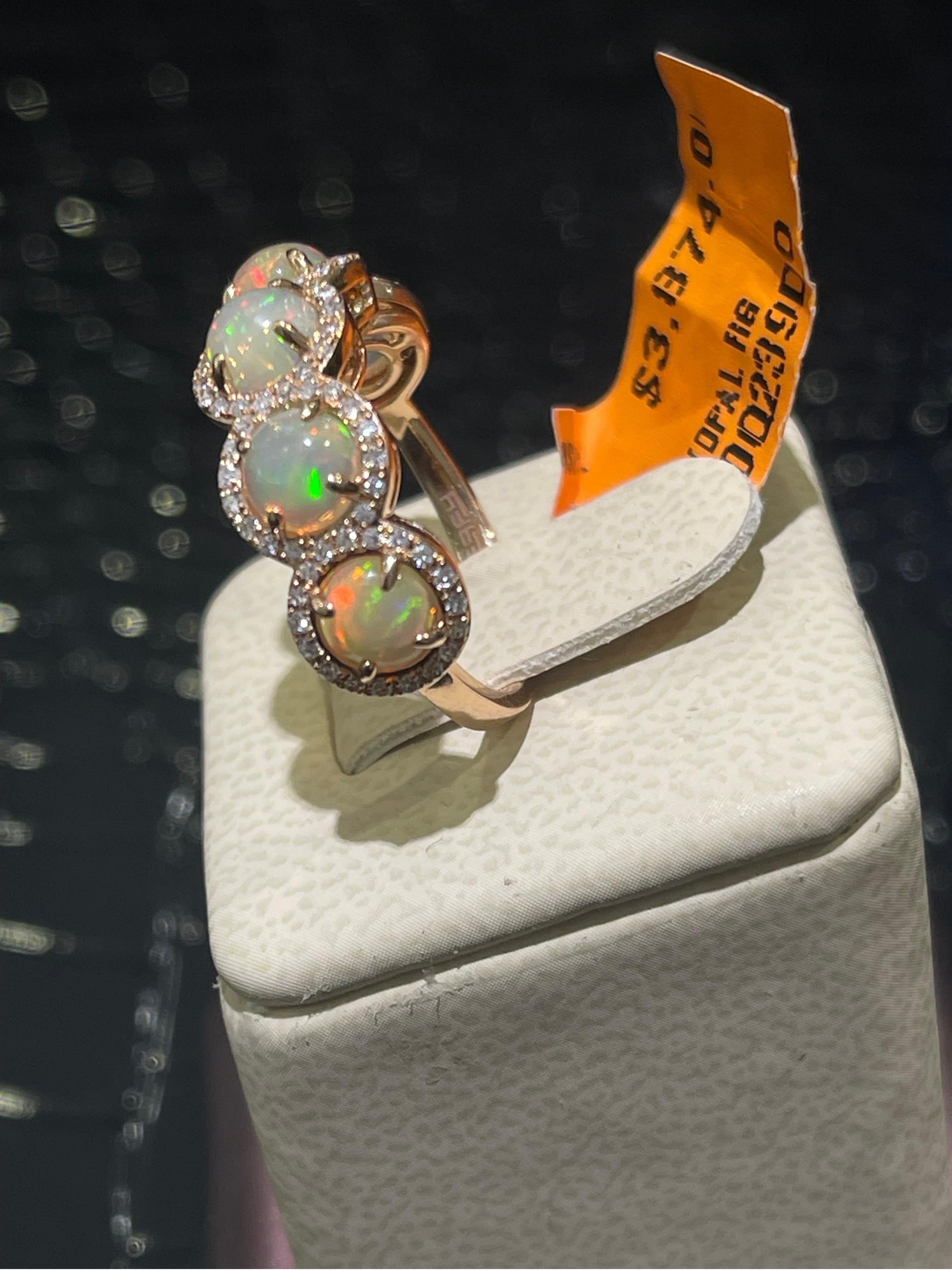 Effy Fire Opal & Diamant-Ring aus 14k (Rundschliff) im Angebot