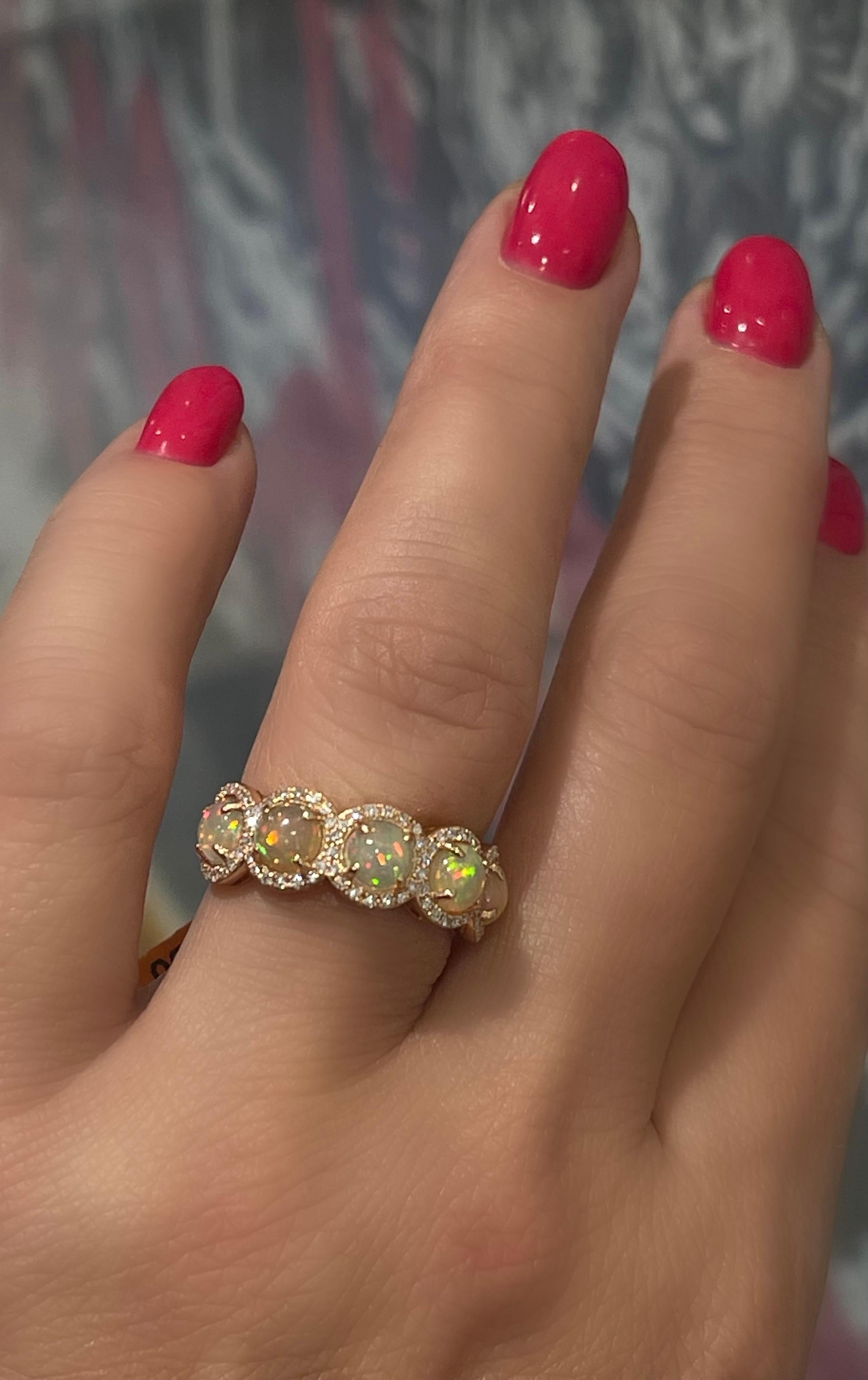 Women's Effy Fire Opal & Diamond Ring In 14k For Sale