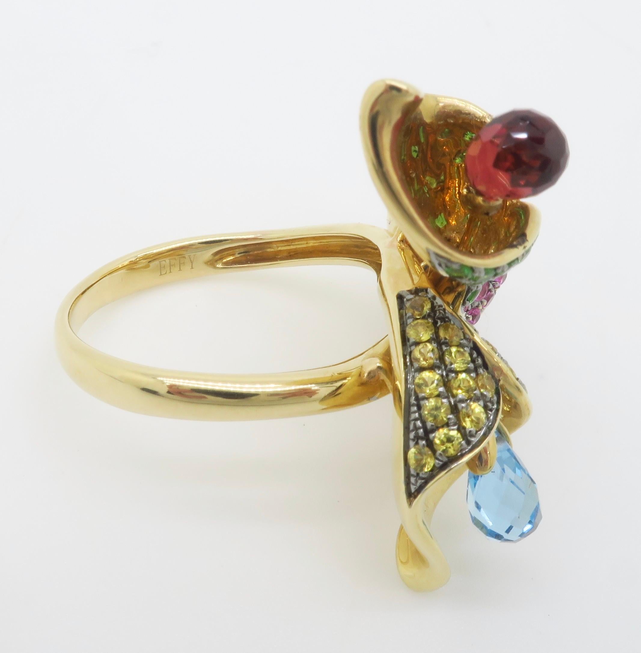 EFFY Gemstone & Diamond Flower Ring 8
