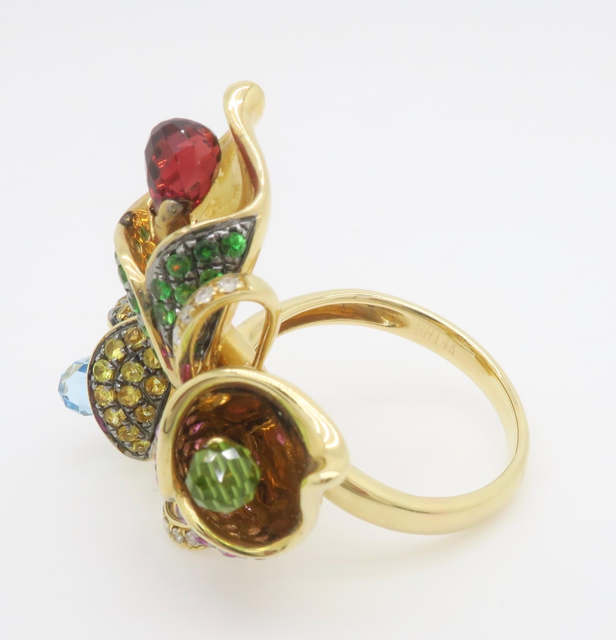 EFFY Gemstone & Diamond Flower Ring 9