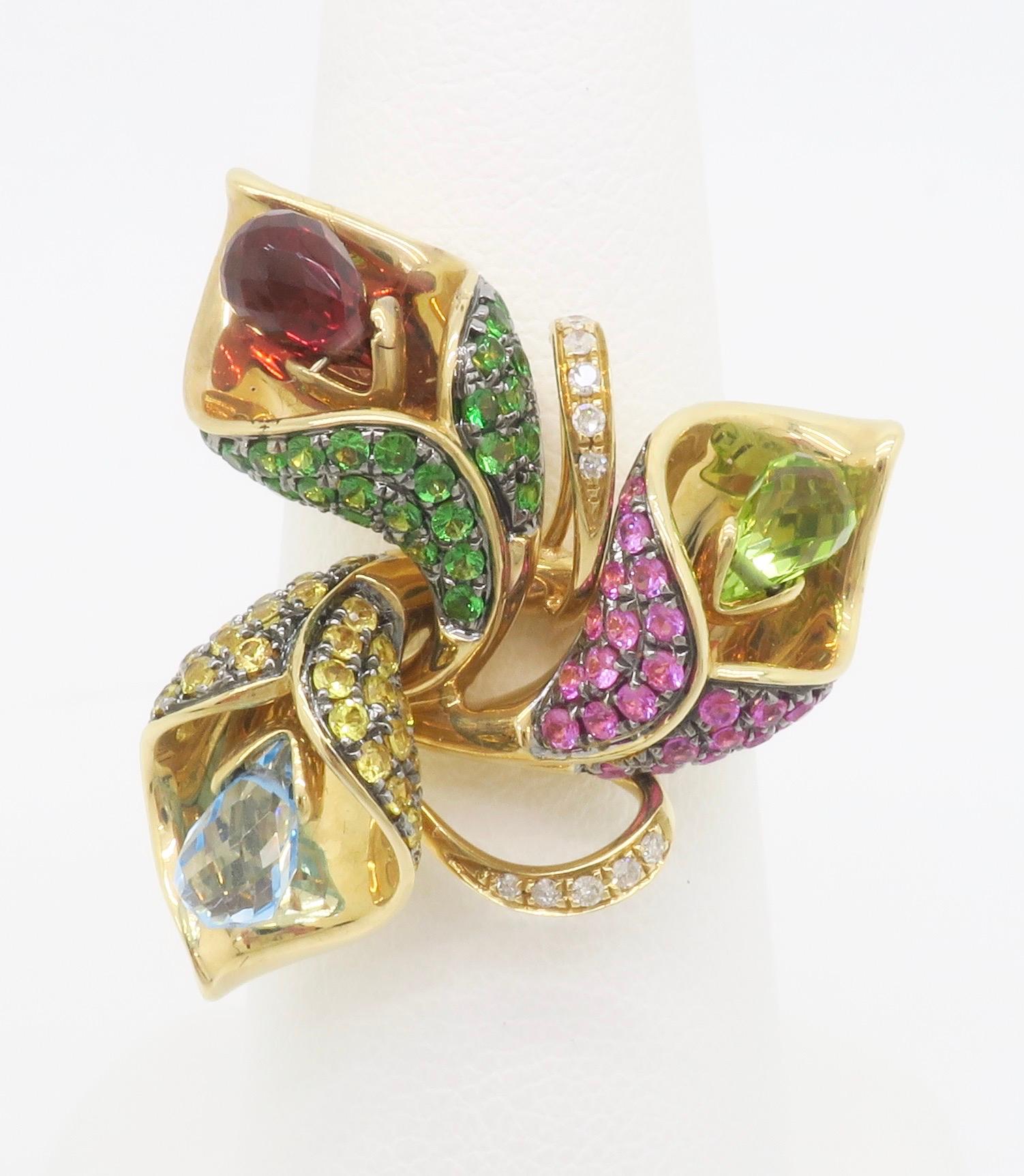EFFY Gemstone & Diamond Flower Ring 11