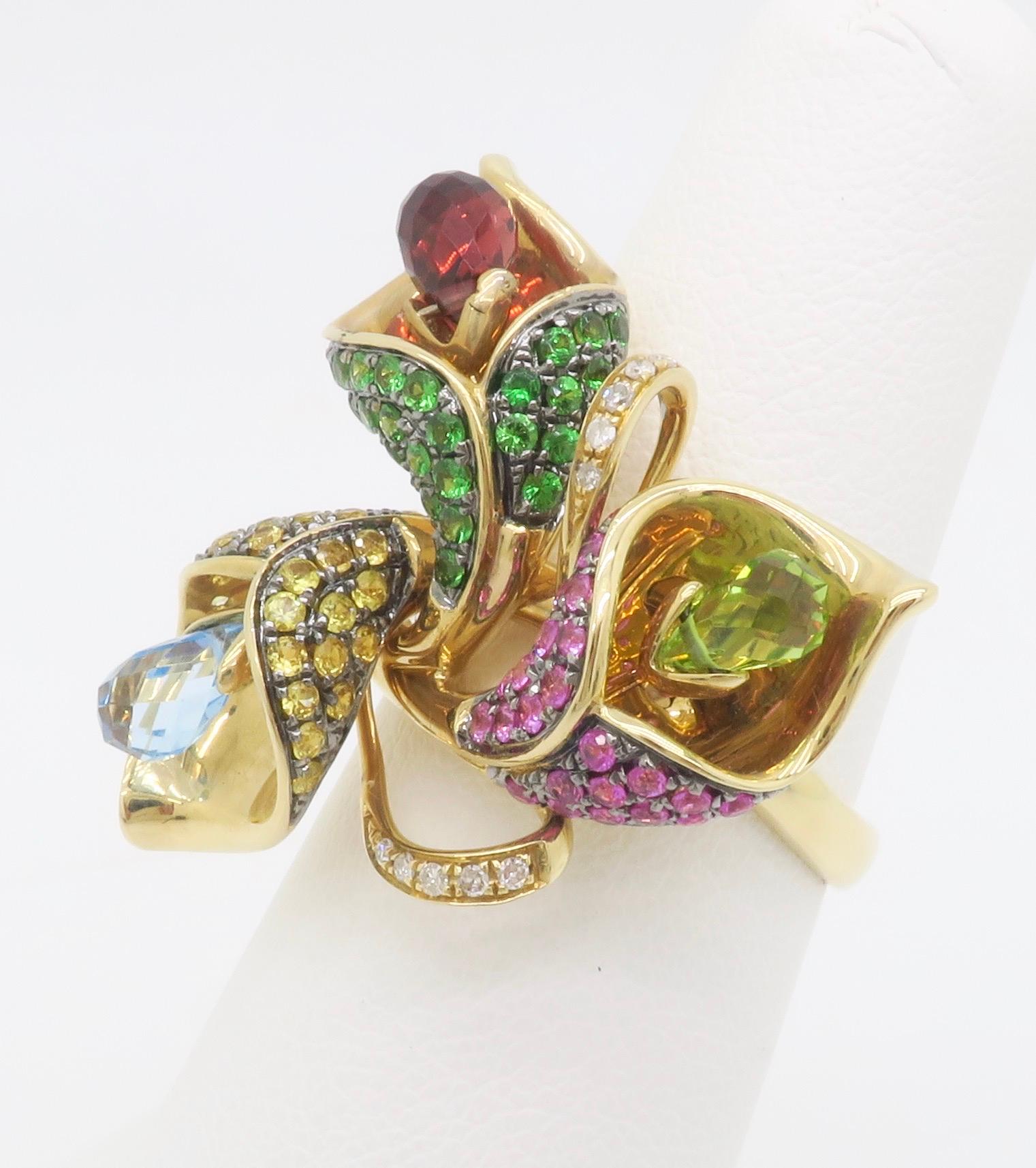 EFFY Gemstone & Diamond Flower Ring 12