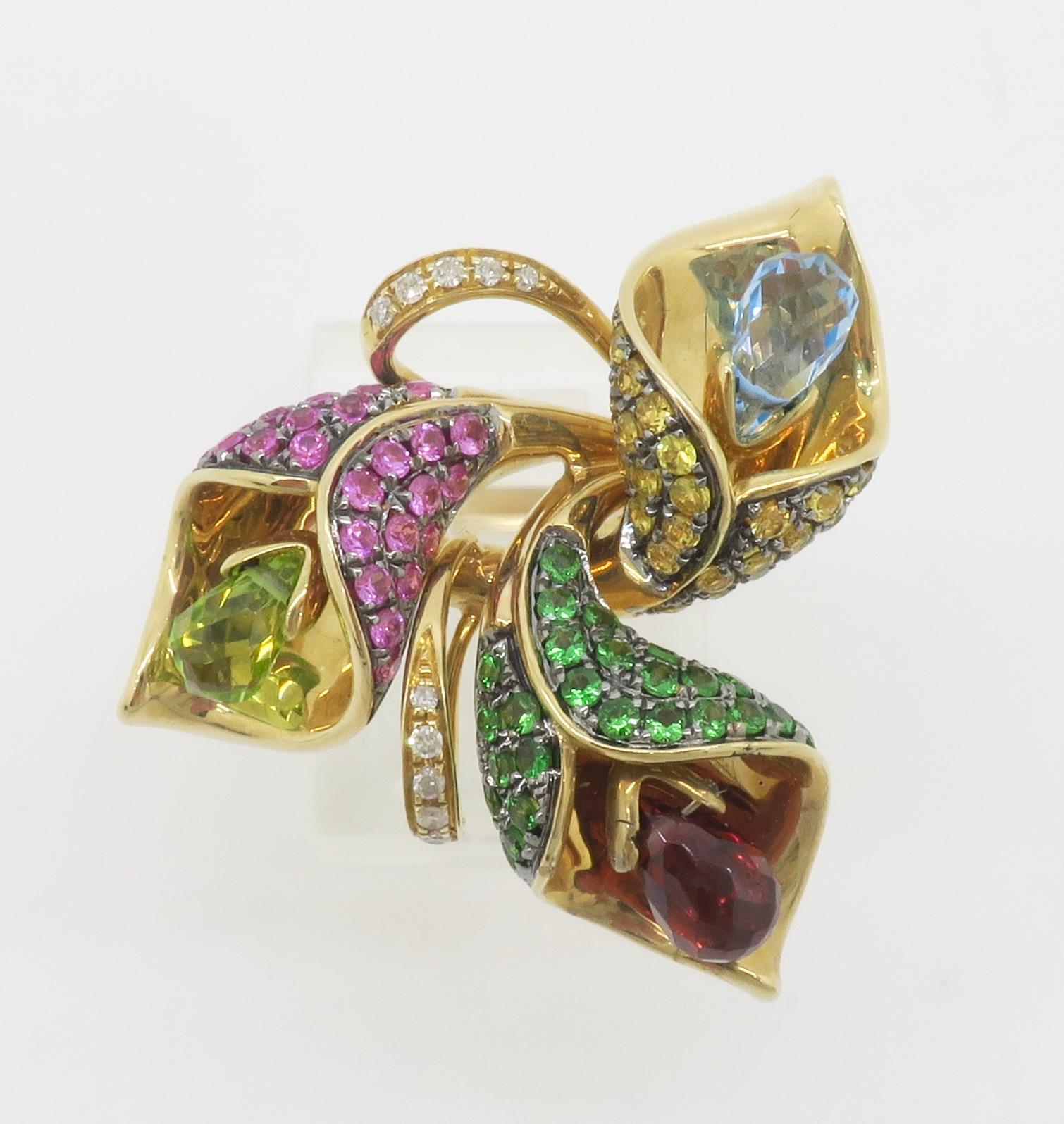 EFFY Gemstone & Diamond Flower Ring 1