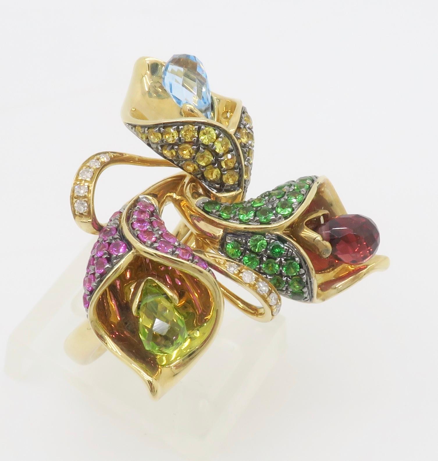 EFFY Gemstone & Diamond Flower Ring 3