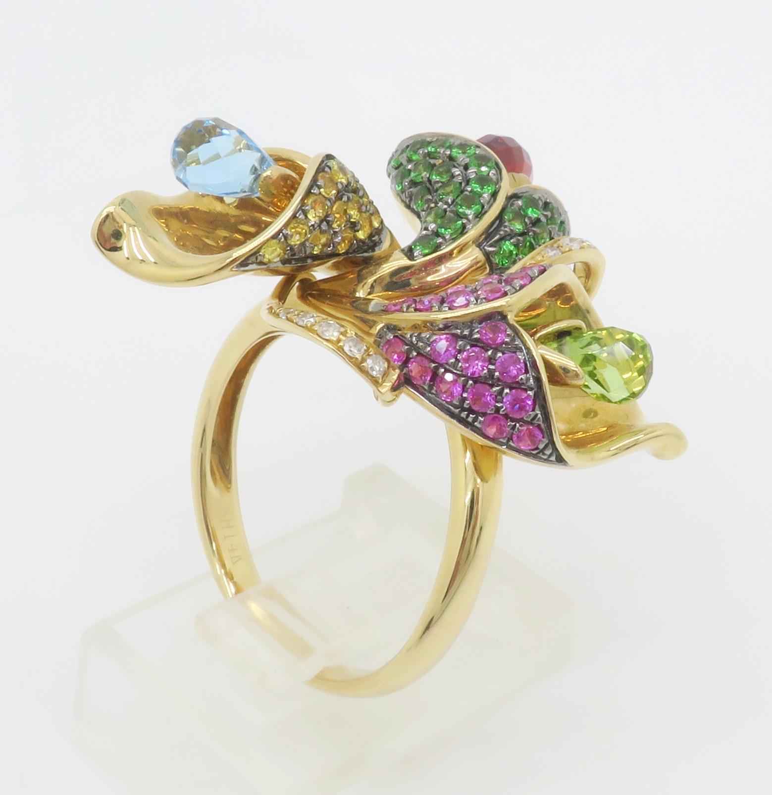 EFFY Gemstone & Diamond Flower Ring 4