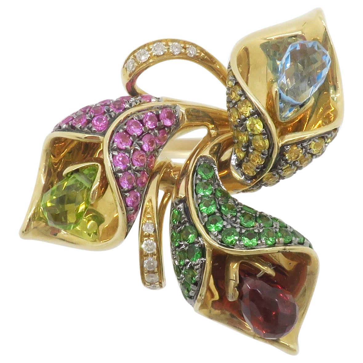 EFFY Gemstone & Diamond Flower Ring