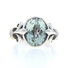 Effy Green Amethyst Cocktail Solitaire Sterling925 Oval 4.50ct Fleur-de-lis