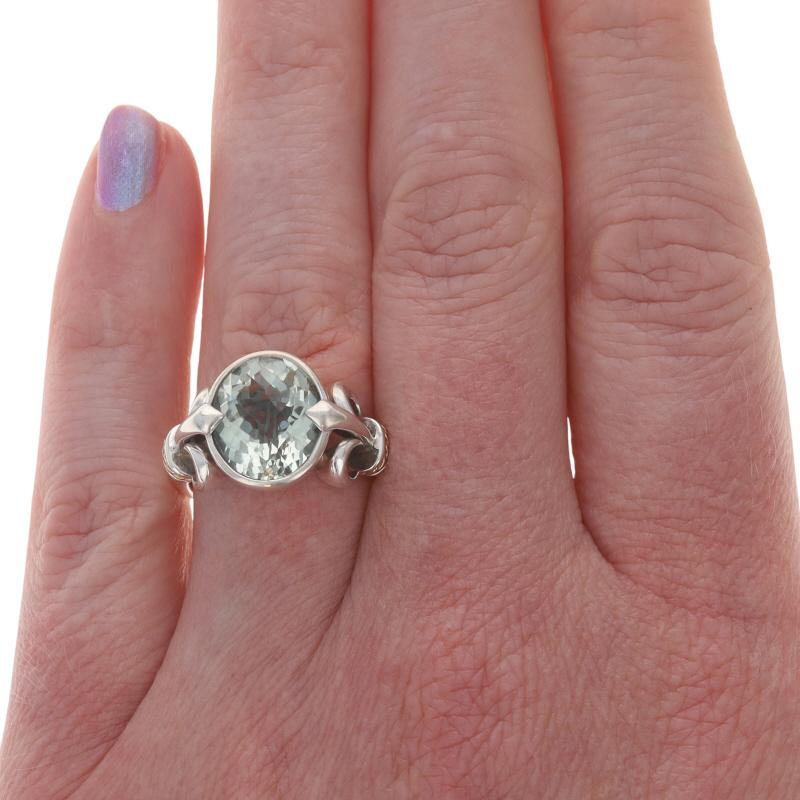 EFFY Green Amethyst Cocktail Solitaire Ring Sterling925 Oval 4.50ct Fleur-de-lis (Ovalschliff) im Angebot