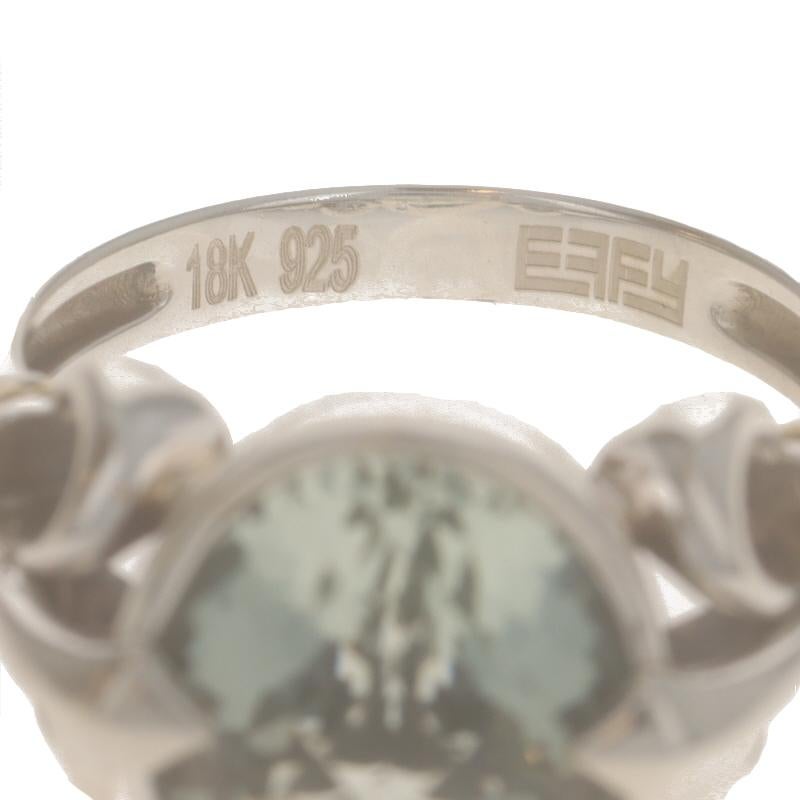 EFFY Green Amethyst Cocktail Solitaire Ring Sterling925 Oval 4.50ct Fleur-de-lis im Angebot 2