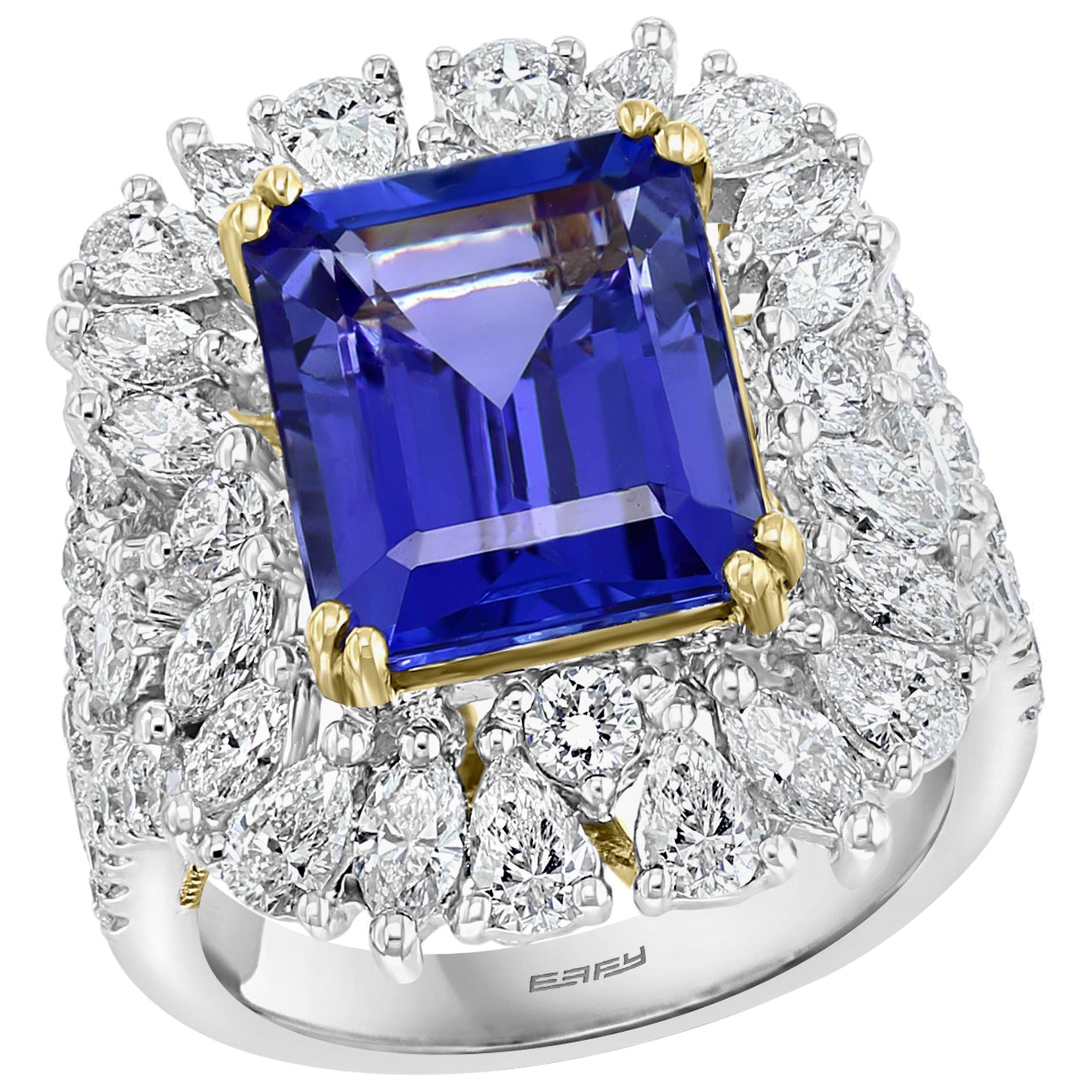 Effy Hematian 18 Karat 2-Tone Gold, Diamond and Tanzanite Victorian Ring For Sale