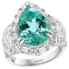 Effy Hematian 18 Karat White Gold Diamond and Paraiba Tourmaline Ring