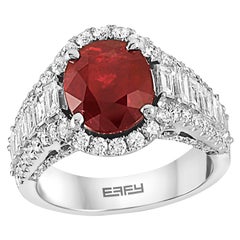 Effy Hematian 18 Karat White Gold Diamond & Ruby Ring