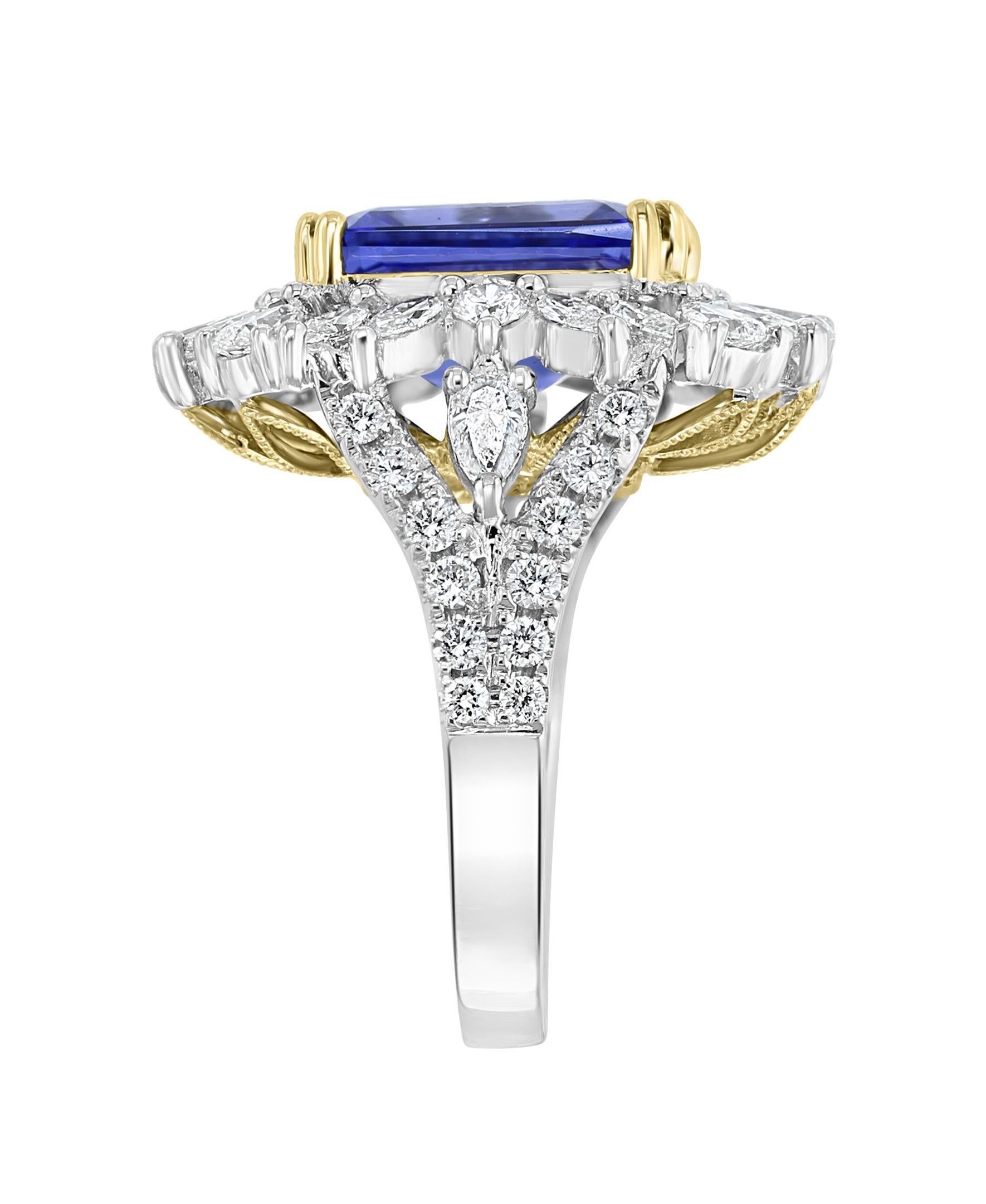 Modern Effy Hematian 18 Karat 2-Tone Gold, Diamond and Tanzanite Victorian Ring For Sale