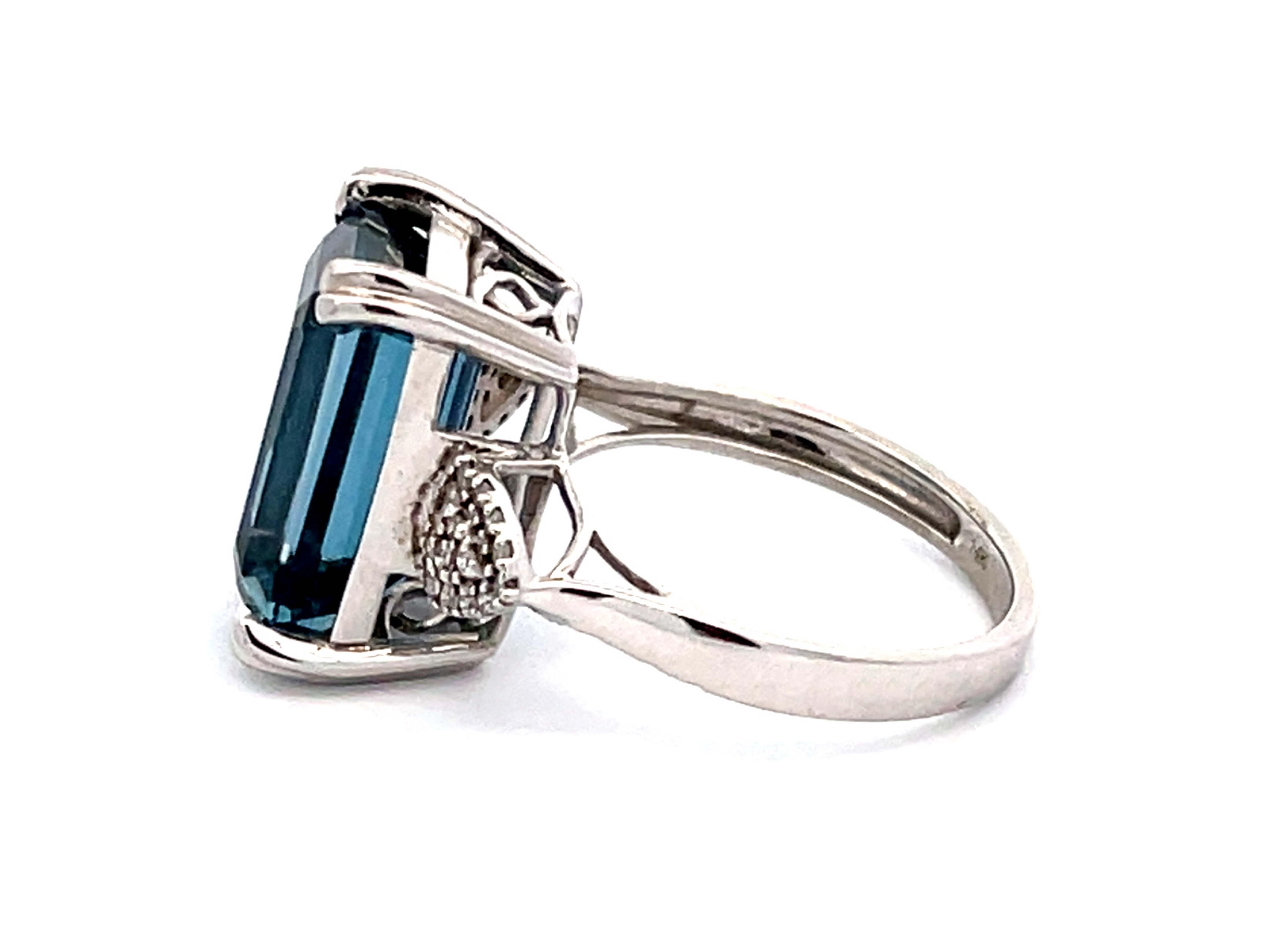 Modern Effy Imperial Blue Topaz and Diamond Ring in 14k White Gold