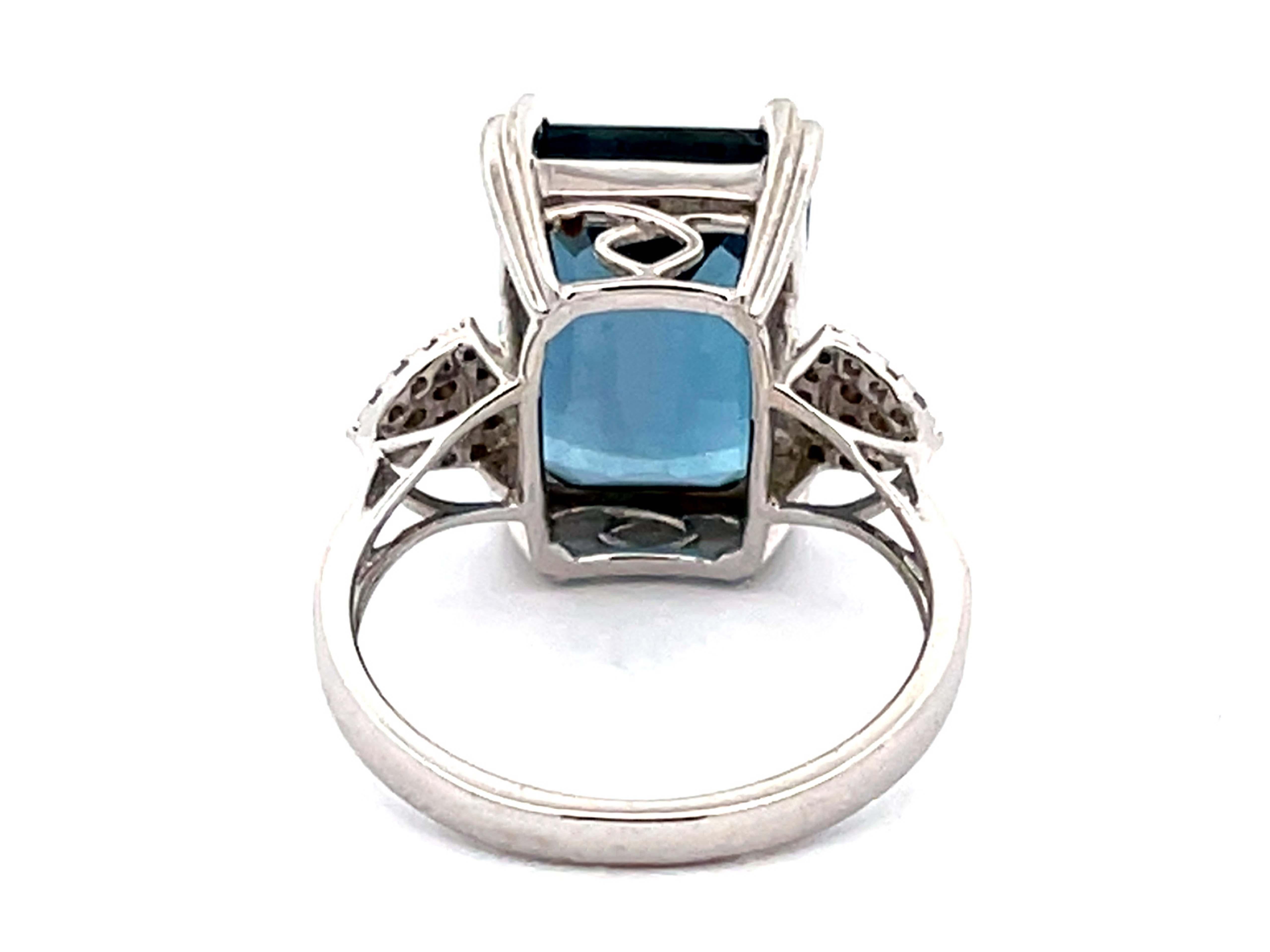 Brilliant Cut Effy Imperial Blue Topaz and Diamond Ring in 14k White Gold