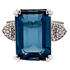 Effy Imperial Blue Topaz and Diamond Ring in 14k White Gold