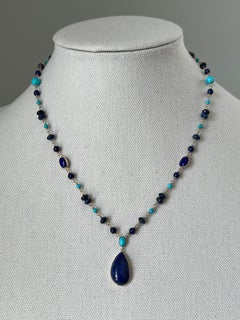 Effy Lapis Lazuli and Turquoise 14k Yellow Gold Contemporary Drop Necklace