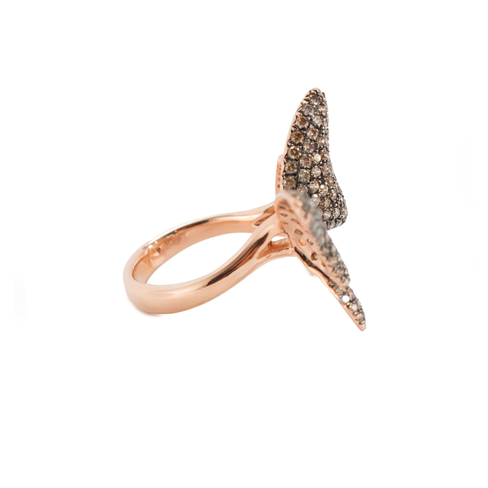 Effy Anello Cocktail con Farfalla in Oro Rosa 14K e Diamanti Bianchi in Edizione Limitata In condizioni ottime in vendita a Houston, TX
