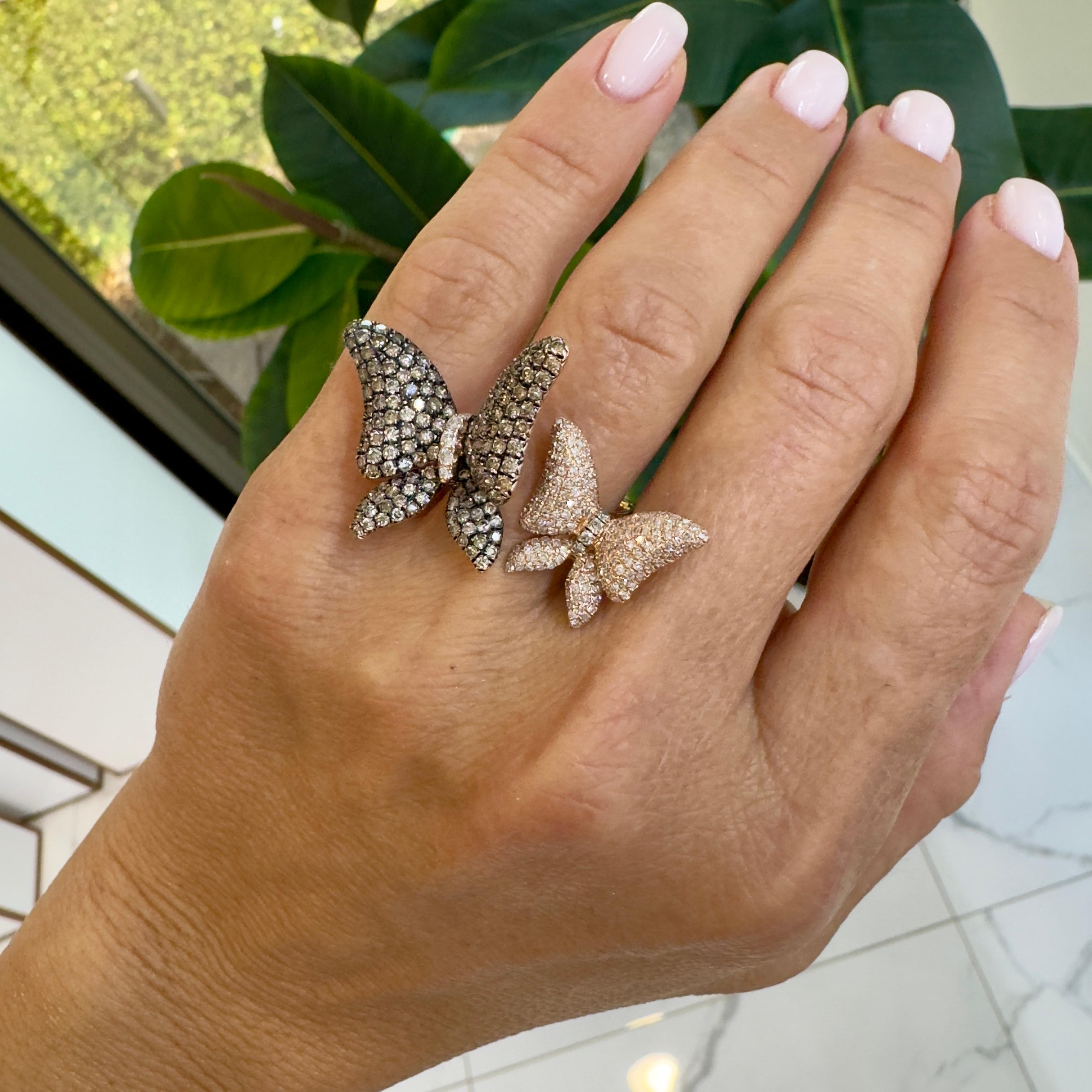 Effy Anello Cocktail con Farfalla in Oro Rosa 14K e Diamanti Bianchi in Edizione Limitata in vendita 4