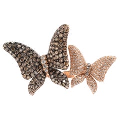 Effy Anello Cocktail con Farfalla in Oro Rosa 14K e Diamanti Bianchi in Edizione Limitata