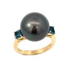 Anello Effy London con Topazio Blu e Perla di Tahiti Nera