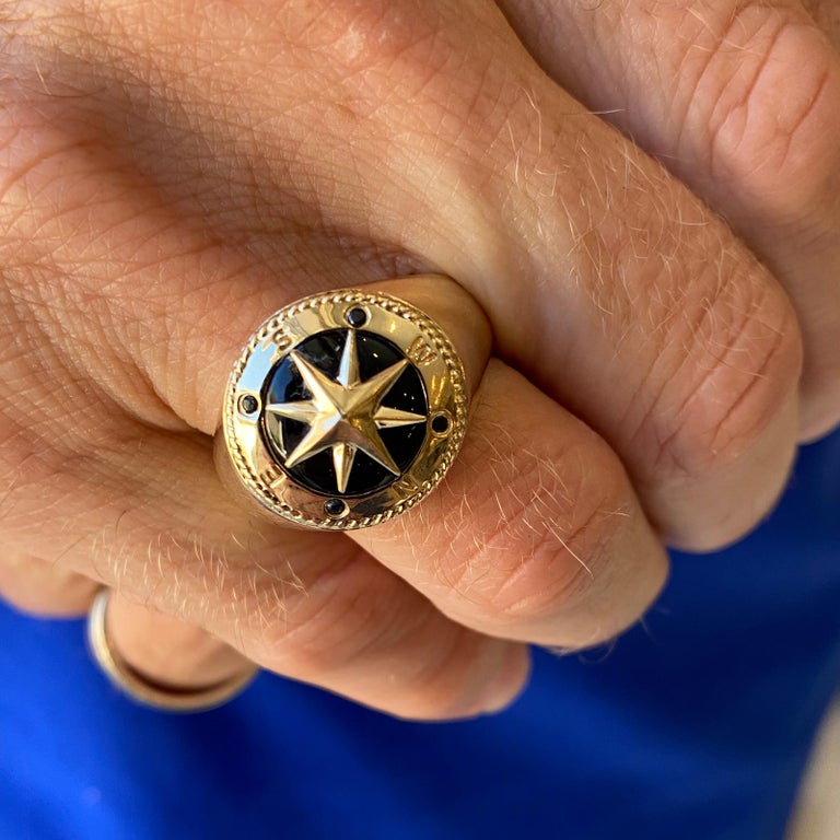 Effy Men's Compass Ring Onyx 14 Karat Yellow Gold at 1stDibs effy men