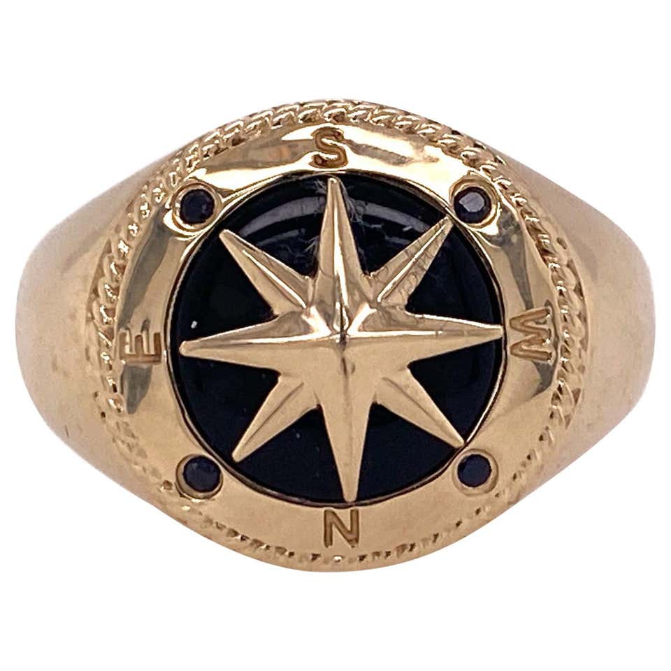 Effy Men's Compass Ring Onyx 14 Karat Yellow Gold at 1stDibs | effy men ...