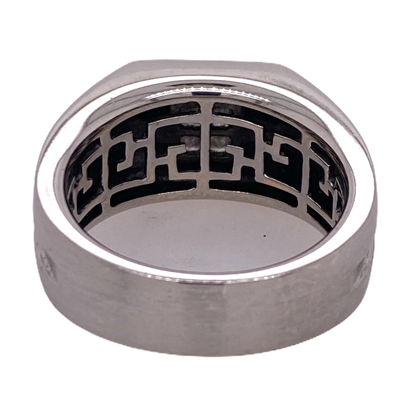 Modern Effy Men's Diamond 14 Karat White Gold Wide Band Ring